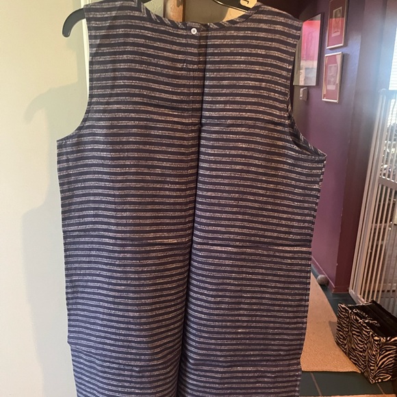 NWT J Jill Sleeveless Striped Shift Dress - Navy/Gray - Picture 3 of 4